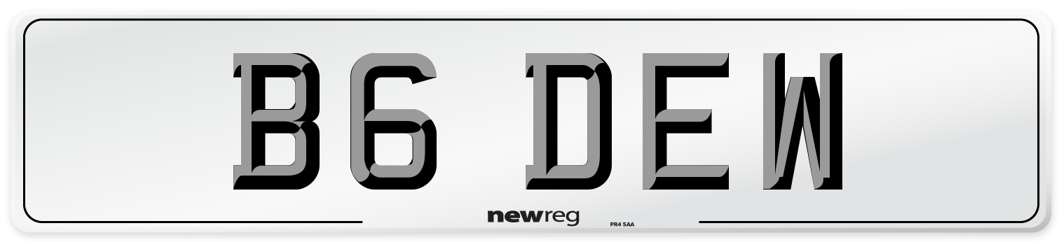 B6 DEW Number Plate from New Reg